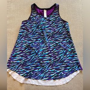 IVIVVA Lululemon Girls sz 12 Blue/Purple/Black Athletic Tank Top - Laser Cut